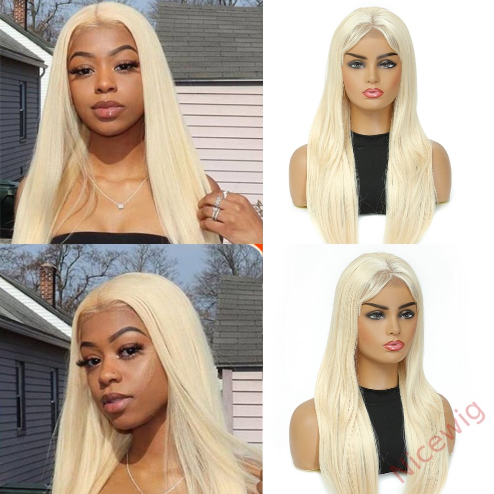 Glueless Silk 613 Blonde Straight Wigs For Black Women