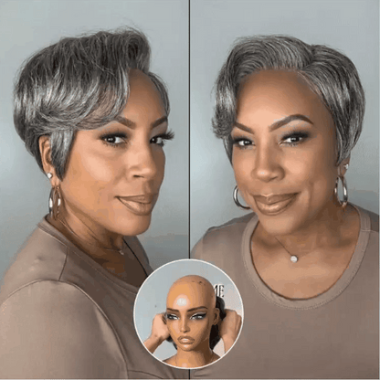 Glueless Salt & Pepper Lovely Natrual Bob Straight Wig