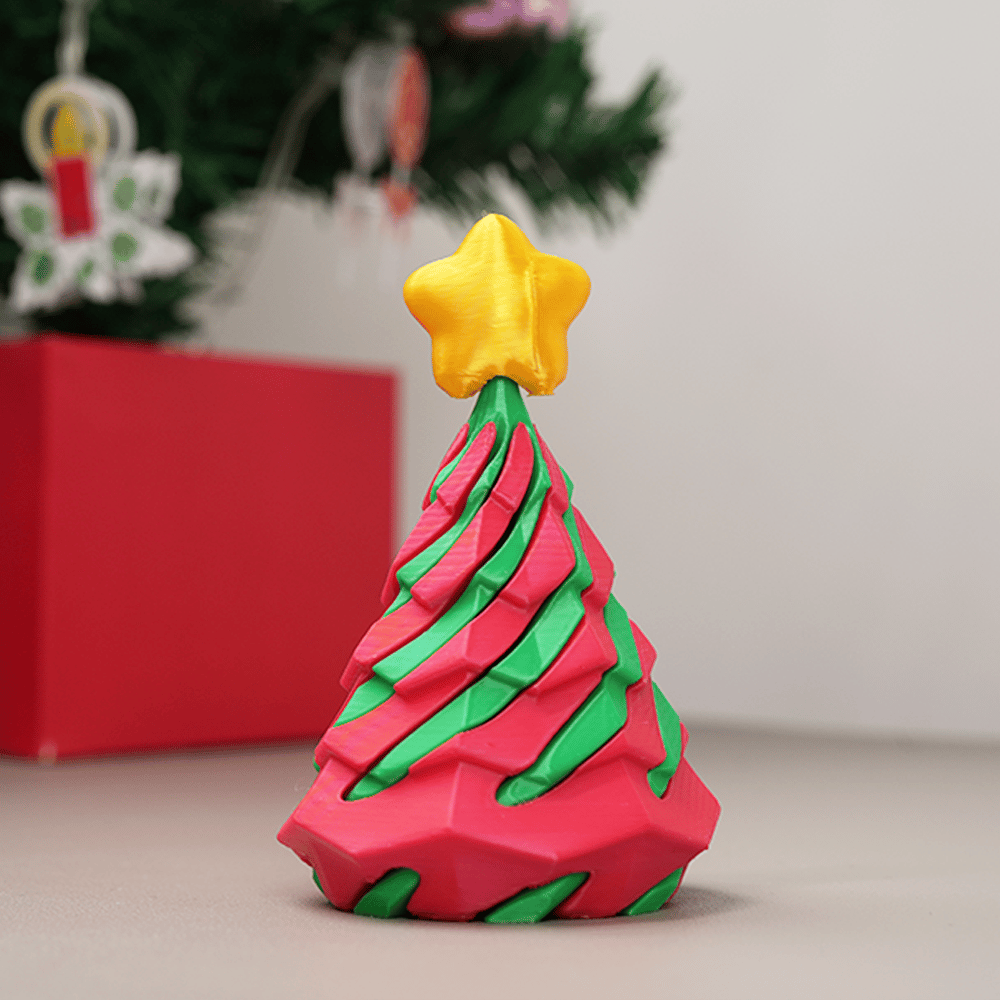 🎄 3D Printed Multicolor Christmas Tree Spiral Stacking Toy