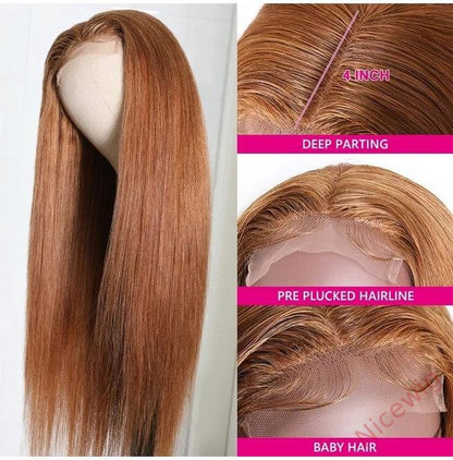 Hightlight Brown Centre Parting Wig Long Straight Wig