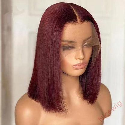 Wine Red Brazilian Straight Hair BOB Wigs Lady Wig