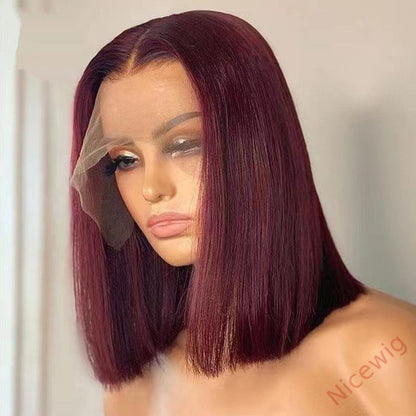 Wine Red Brazilian Straight Hair BOB Wigs Lady Wig