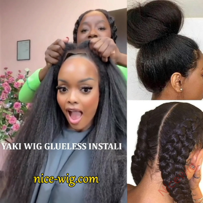 Glueless  200% density Yaki Brazilian Straight Wig