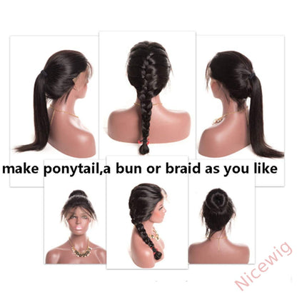 Black Long Hair Natural Hairline Straight Wig with Baby Hair Wig
