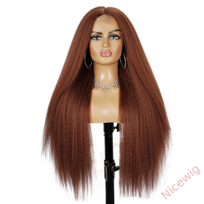 Glueless Brown Kinky straight 200% density brazilian wigs
