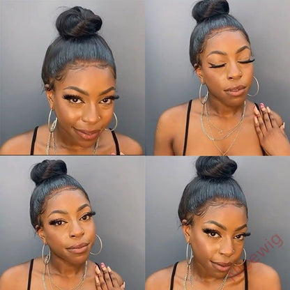 Black Long Hair Natural Hairline Straight Wig with Baby Hair Wig