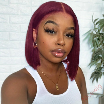 Wine Red Brazilian Straight Hair BOB Wigs Lady Wig