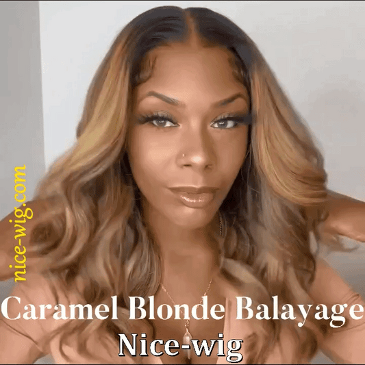 Glueless Brown Mixed Blonde Highlights Loose Wave Wig