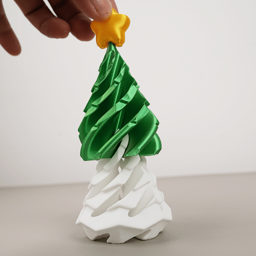 🎄 3D Printed Multicolor Christmas Tree Spiral Stacking Toy
