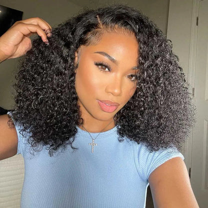 Hot Sale Glueless Brazilian Natural Black Curly Bob Wig