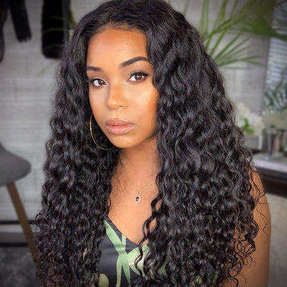 Black Brazilian Water Wave Long Curly Wigs