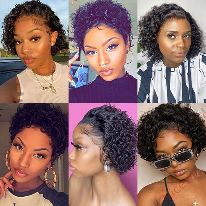 Black 6 Inch Short Wig Bob Curly Hair