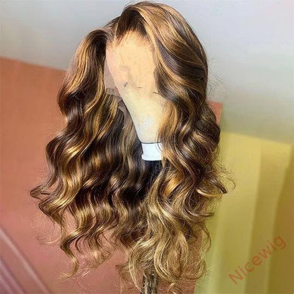 Hightlight Brown Mixed Blonde Body Wave Wig