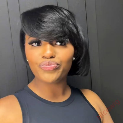 Glueless Lovely Natrual Bob Styles Silky Hair Straight Wig