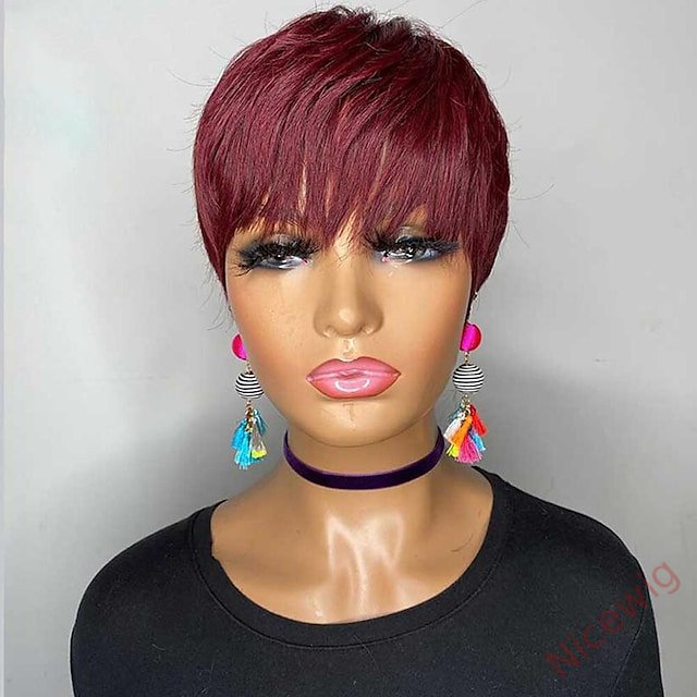 Glueless Short pixie cut Wig 4 Inch Bob Straight Hair