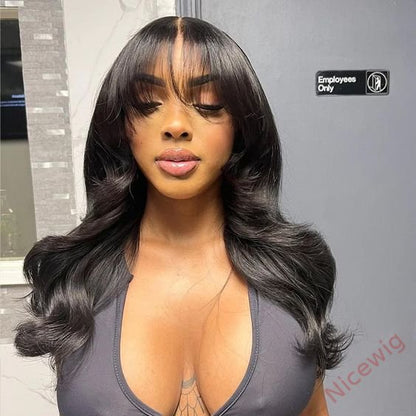 Glueless Long Hair Loose Deep Wave Wigs with Bangs