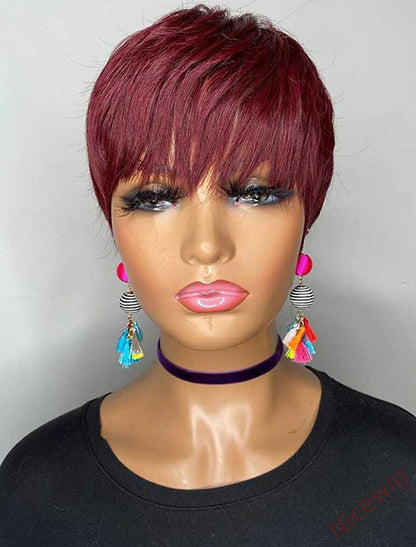Glueless Short pixie cut Wig 4 Inch Bob Straight Hair