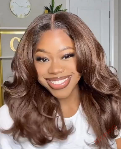 New Glueless Brown Bob Body Wave Wig For Women