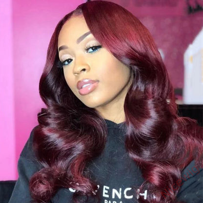 Wine Red Brazilian Long Water Wave Wig
