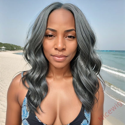 Glueless Salt & Pepper Natural Wavy Wig