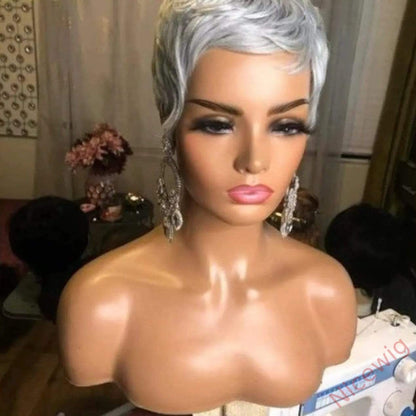 Gray 4Inch Super Short Curly Wave Wig