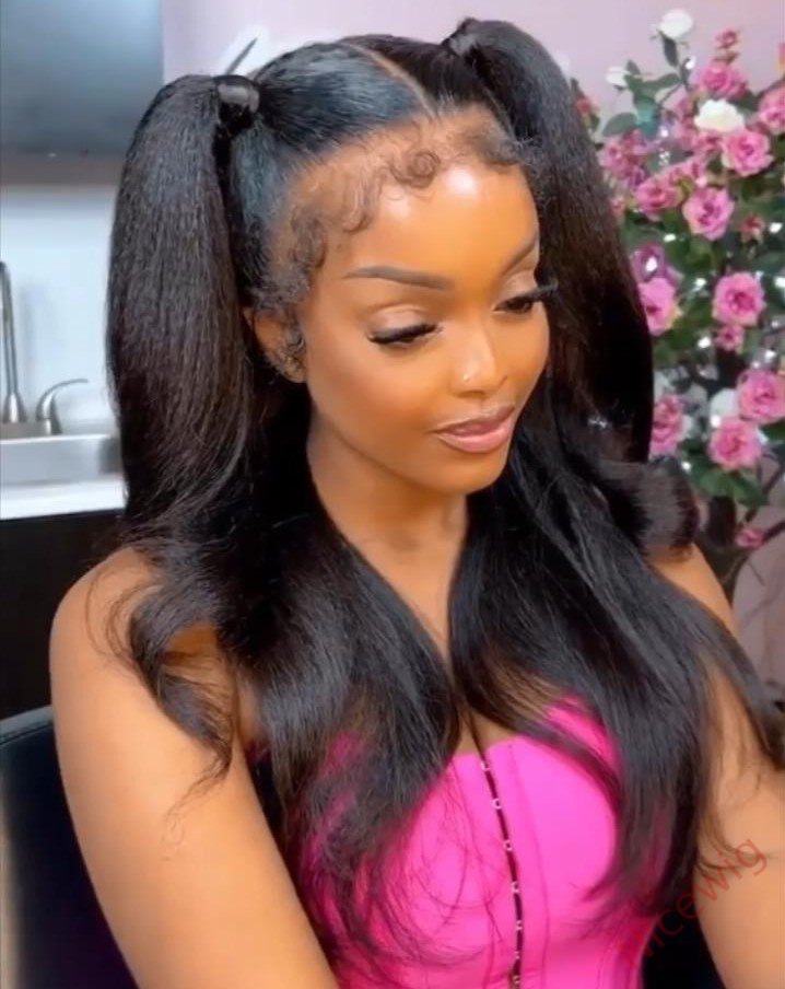 Glueless  200% density Yaki Brazilian Straight Wig