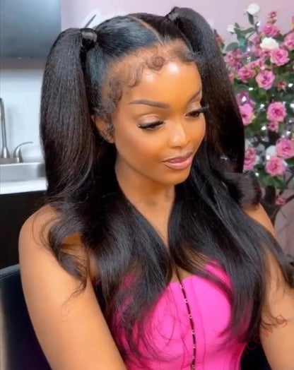 Glueless  200% density Yaki Brazilian Straight Wig