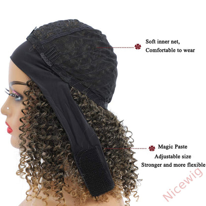 Curly Hair Headband Short Bob Wig
