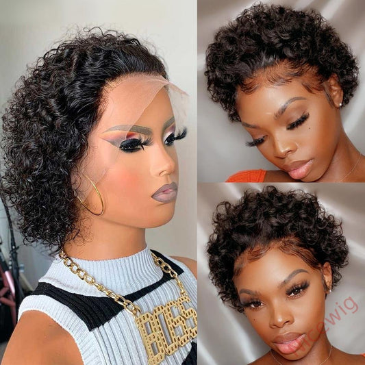 Black 6 Inch Short Wig Bob Curly Hair