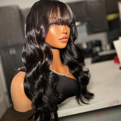 Body Wave Wig with Bangs Wear Go Glueless Wig