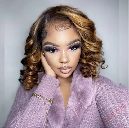 Glueless Mixed Blonde Short Bob Wave Wig