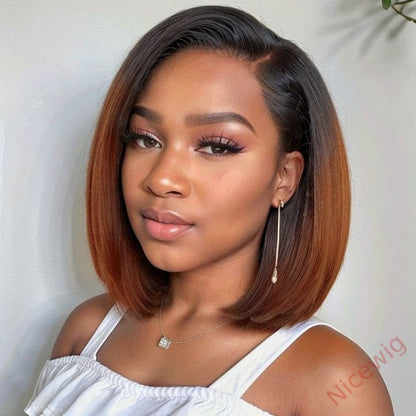 Glueless Lovely Natrual Bob Styles Silky Yaki Hair Wig