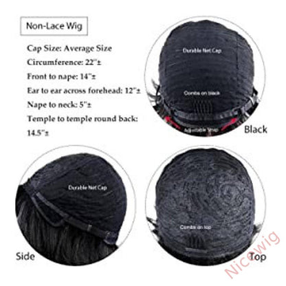 Black Gold Short Straight Bob Pixie Cut Hair Wig