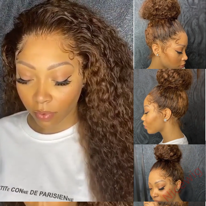 Black Brazilian Water Wave Long Curly Wigs