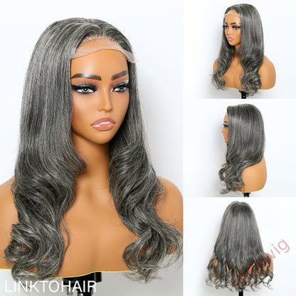 Glueless Salt & Pepper Natural Wavy Wig