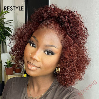 Super Fluffy Afro Kinky Curly Wigs Brown Hair