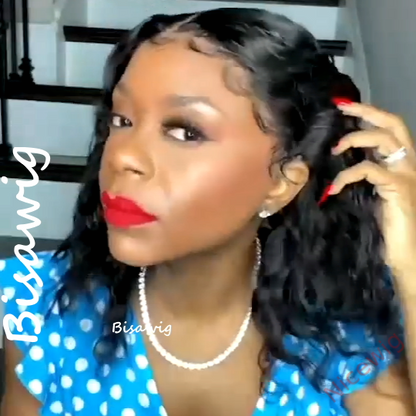 New Glueless 14 Inch Black Bob Curly Wig
