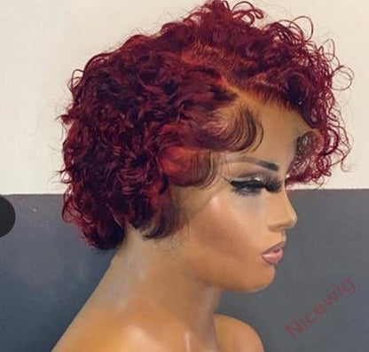 Wine Red 6 Inch Short Wig Bob Curly Hair