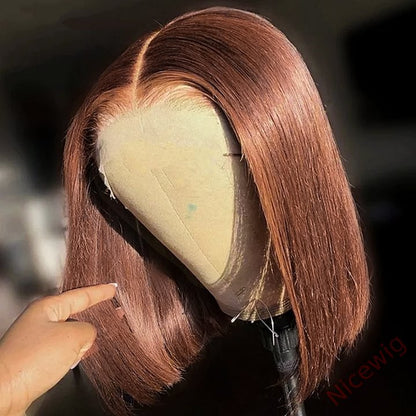 Glueless Brown Brazilian Straight Hair Bob Wigs