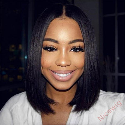Black Bob Virgin Hair Short Straight Wigs