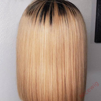 Black Gradient Light Brown Brazilian Straight Hair Bob Wigs Lady Wig